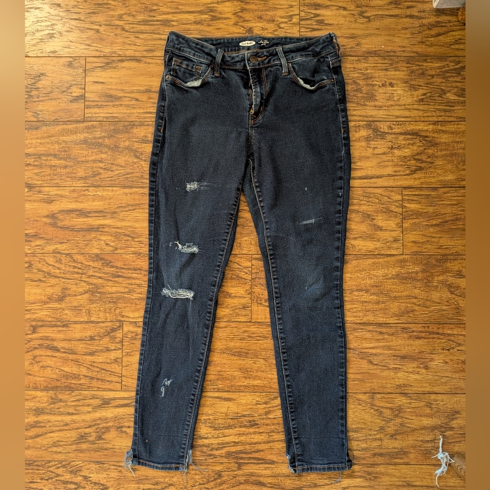 Old Navy Dark Wash Ripped Skinny Jeans